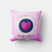 可愛い感謝と賛美ハートあなたの名前をピンクに追加 クッション (正面)
