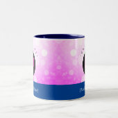 可愛い感謝と賛美ハートあなたの名前をピンクに追加 ツートーンマグカップ (中央)