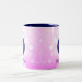 可愛い感謝と賛美ハートあなたの名前をピンクに追加 ツートーンマグカップ (中央)