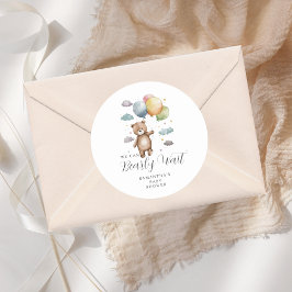 可愛い我々はベアバルーン赤ちゃんシャワーを心待ちできる ラウンドシール