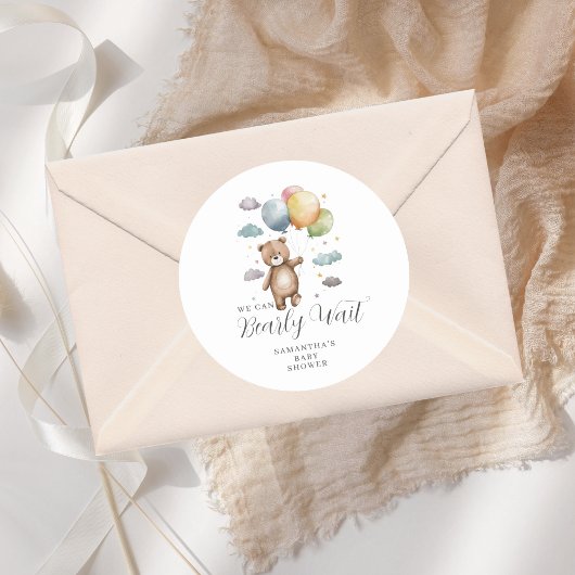 可愛い我々はベアバルーン赤ちゃんシャワーを心待ちできる ラウンドシール