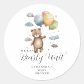 可愛い我々はベアバルーン赤ちゃんシャワーを心待ちできる ラウンドシール (正面)