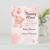 可愛い我々は本当に待つピンクの女の子の赤ちゃんシャワー 招待状 (スタンド正面)