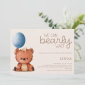 可愛い我々は男の子の赤ちゃんシャワーを待つことができる 招待状 (スタンド正面)