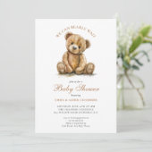可愛い我々は良く待つことができるテディベア赤ちゃんシャワー 招待状 (スタンド正面)