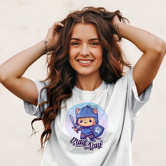 可愛い戦士の猫 – 日の暮らし Tシャツ