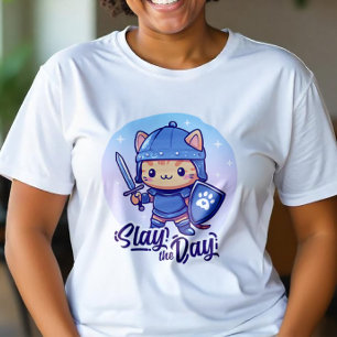 可愛い戦士の猫 – 日の暮らし Tシャツ