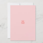 可愛い手お洒落引きピンク赤ベビーシャワー 招待状 (裏面)