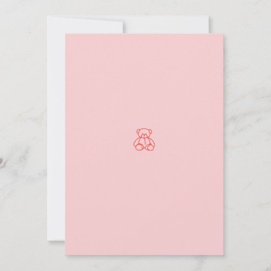 可愛い手お洒落引きピンク赤ベビーシャワー 招待状 (裏面)