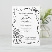 可愛い手お洒落引きブルーの赤ちゃんシャワー 招待状 (スタンド正面)