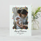 可愛い手お洒落引き陽気なクリスマスの写真 招待状 (スタンド正面)