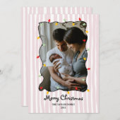 可愛い手お洒落引き陽気なクリスマスの写真 招待状 (正面/裏面)
