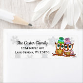 可愛い手の絵を描水色が雪片 ラベル (インサイチュ)