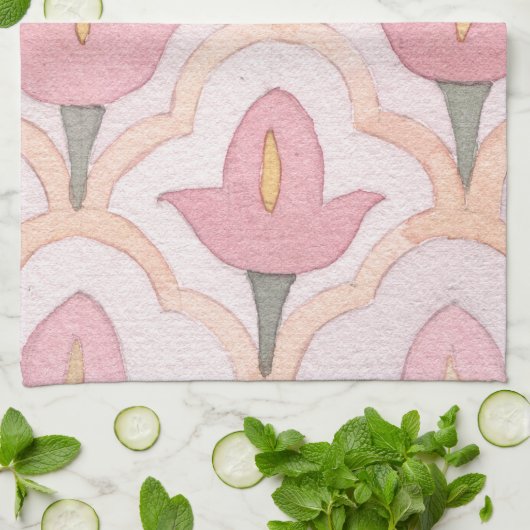 可愛い手の色彩の鮮やかチューリップディナー料理時間 キッチンタオル (折り畳み)