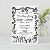 可愛い手ユニーク引きドお洒落クリスマスパーティー 招待状 (スタンド正面)