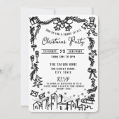 可愛い手ユニーク引きドお洒落クリスマスパーティー 招待状 (正面)