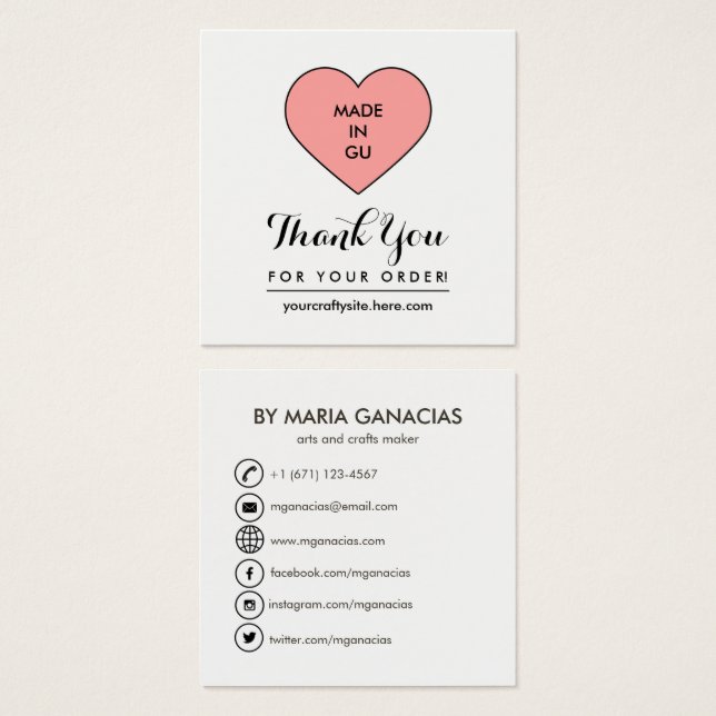 可愛い手作りラベルラベルソーシャルメディア名刺 (正面&裏面)