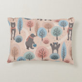 可愛い手描きおもしろいクマのシームレスパターン アクセントクッション (裏面)