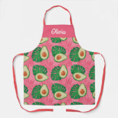 可愛い手描きアボカドカスタム文字エプロン エプロン (正面)