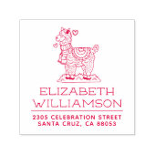 可愛い手描きアルパカの名前&差出人住所 セルフインキングスタンプ (デザイン)