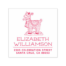 可愛い手描きアルパカの名前&差出人住所 セルフインキングスタンプ