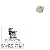 可愛い手描きアルパカの名前&差出人住所 ラバースタンプ (押印)