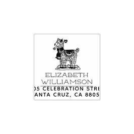 可愛い手描きアルパカの名前&差出人住所 ラバースタンプ