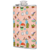 可愛い手描きエイリアンクリスマスシームレスパターン フラスク (左)