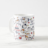 可愛い手描きカラフル熱狂するの女性 コーヒーマグカップ (正面左)