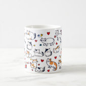 可愛い手描きカラフル熱狂するの女性 コーヒーマグカップ (中央)