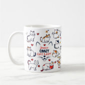 可愛い手描きカラフル熱狂するの女性 コーヒーマグカップ (左)