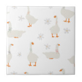 可愛い手描きガチョウ&デイジーキッズバスルーム タイル (正面)