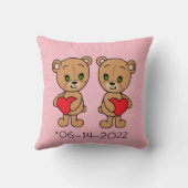 可愛い手描きクマと二ハート クッション (裏面)