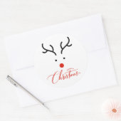 可愛い手描きクリスマストナカイ ラウンドシール (封筒)