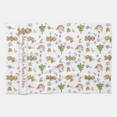 可愛い手描きジンジャーブレッドベーキングスピリッツ明るい キッチンタオル (横)