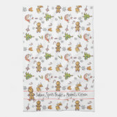 可愛い手描きジンジャーブレッドベーキングスピリッツ明るい キッチンタオル (縦)