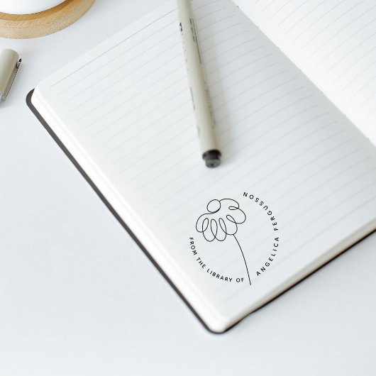 可愛い手描きデイジー花カスタム図書室 ラバースタンプ