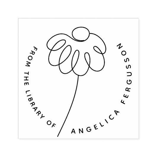 可愛い手描きデイジー花カスタム図書室 ラバースタンプ (インプリント)