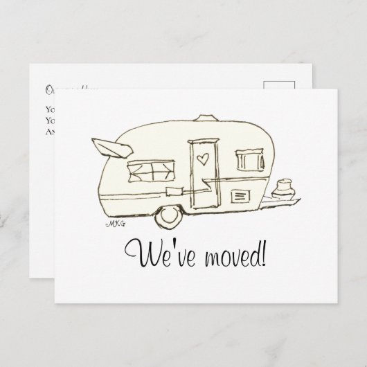 可愛い手描きトレーラおもしろいー移動告知 ポストカード (正面/裏面)