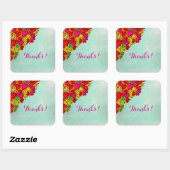 可愛い手描きドードルハートと感謝してい花 スクエアシール (シート)