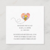 可愛い手描きハニービーズピンクハート養蜂場 スクエア名刺 (裏面)