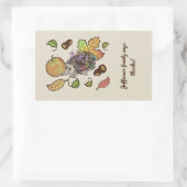 可愛い手描きハリネズミと秋葉の 長方形シール (バッグ)