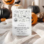 可愛い手描きハロウィーン誕生日パーティー 招待状