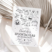 可愛い手描きハロウィーン誕生日パーティー 招待状