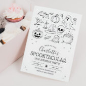 可愛い手描きハロウィーン誕生日パーティー 招待状