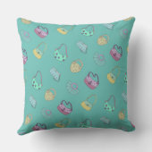 可愛い手描きハンドバッグドードルパターンティール(緑がかった色) クッション (裏面)