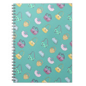 可愛い手描きハンドバッグドードルパターンティール（緑がかった色） ノートブック (正面)