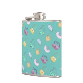 可愛い手描きハンドバッグドードルパターンティール（緑がかった色） フラスク (左)