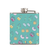 可愛い手描きハンドバッグドードルパターンティール（緑がかった色） フラスク (裏面)