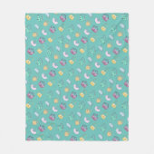 可愛い手描きハンドバッグドードルパターンティール(緑がかった色) フリースブランケット (正面)